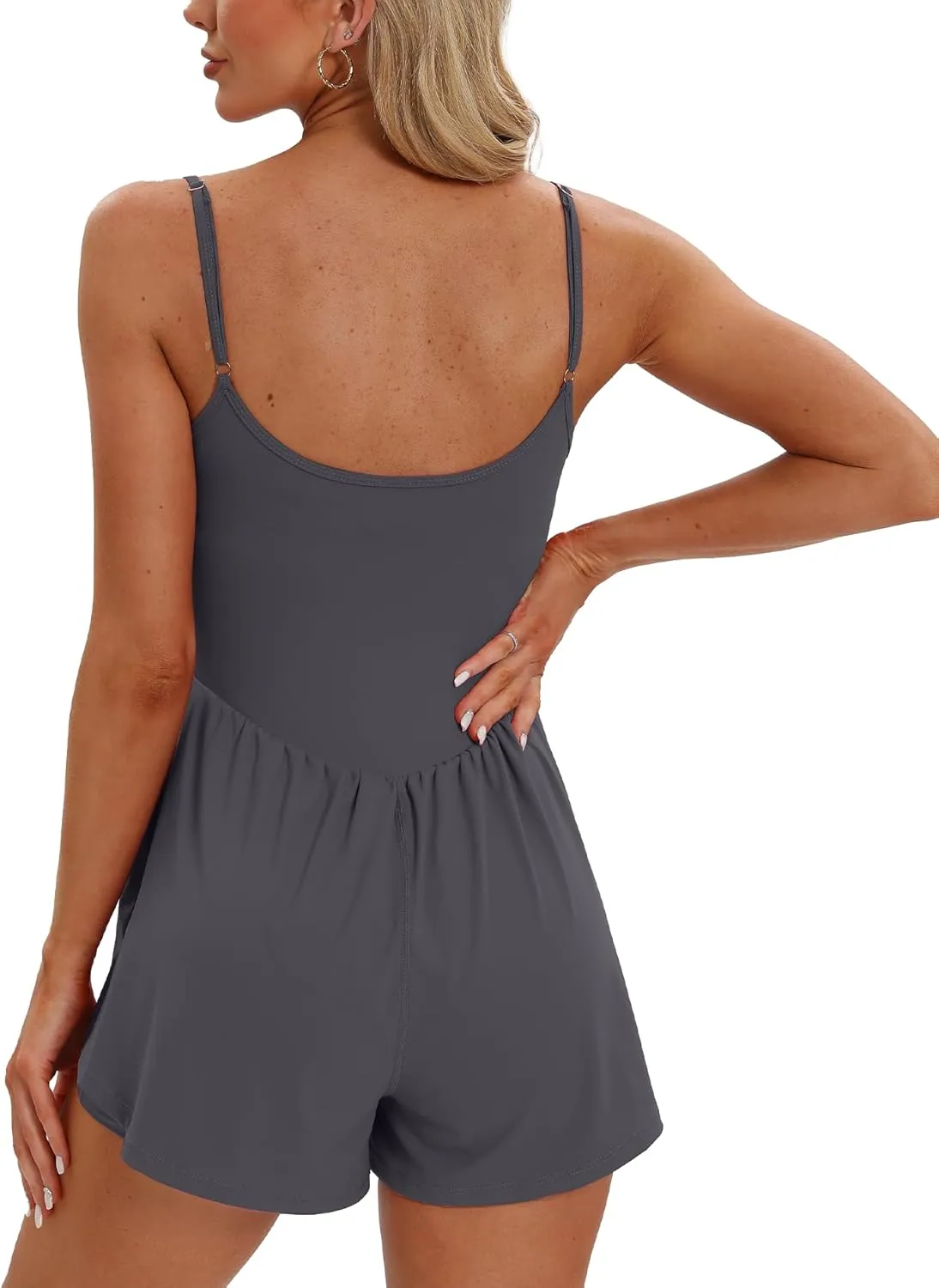 Beaully Women's Summer Sleeveless Rompers Spaghetti Strap Double Lined Shorts Jumpsuit One Piece Outfits