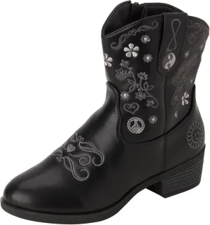 bebe Girls' Cowgirl Boots - Embroidered Western Roper Boots - Cowboy Boots for Girls (Toddler/Girl)