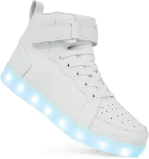 Big Kids Adult Light Up Trainers Luminous Sneakers Boys Girls USB Charging Led High Top Flashing Shoes Xmas