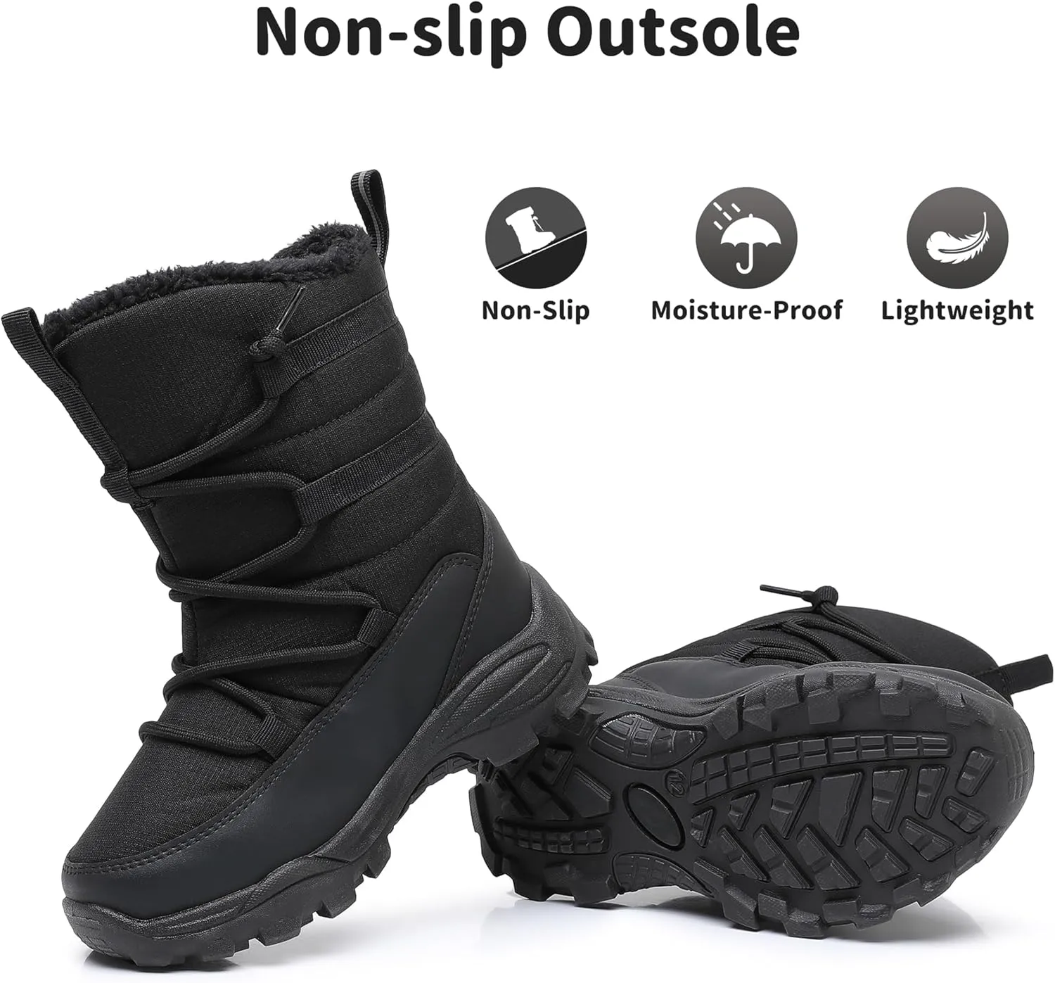 Blikcon Boys Girls Snow Boots Water-Resistant Slip Resistant Warm Winter Shoes (Toddler/Little Kid/Big Kid)