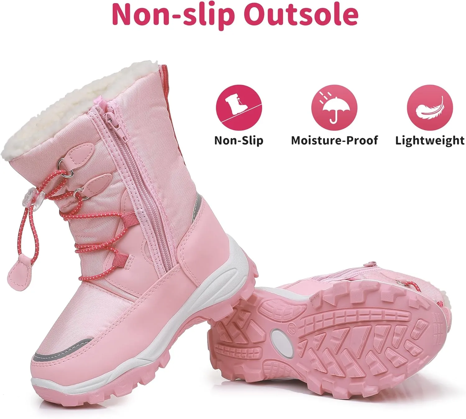 Blikcon Boys Girls Snow Boots Water-Resistant Slip Resistant Warm Winter Shoes (Toddler/Little Kid/Big Kid)