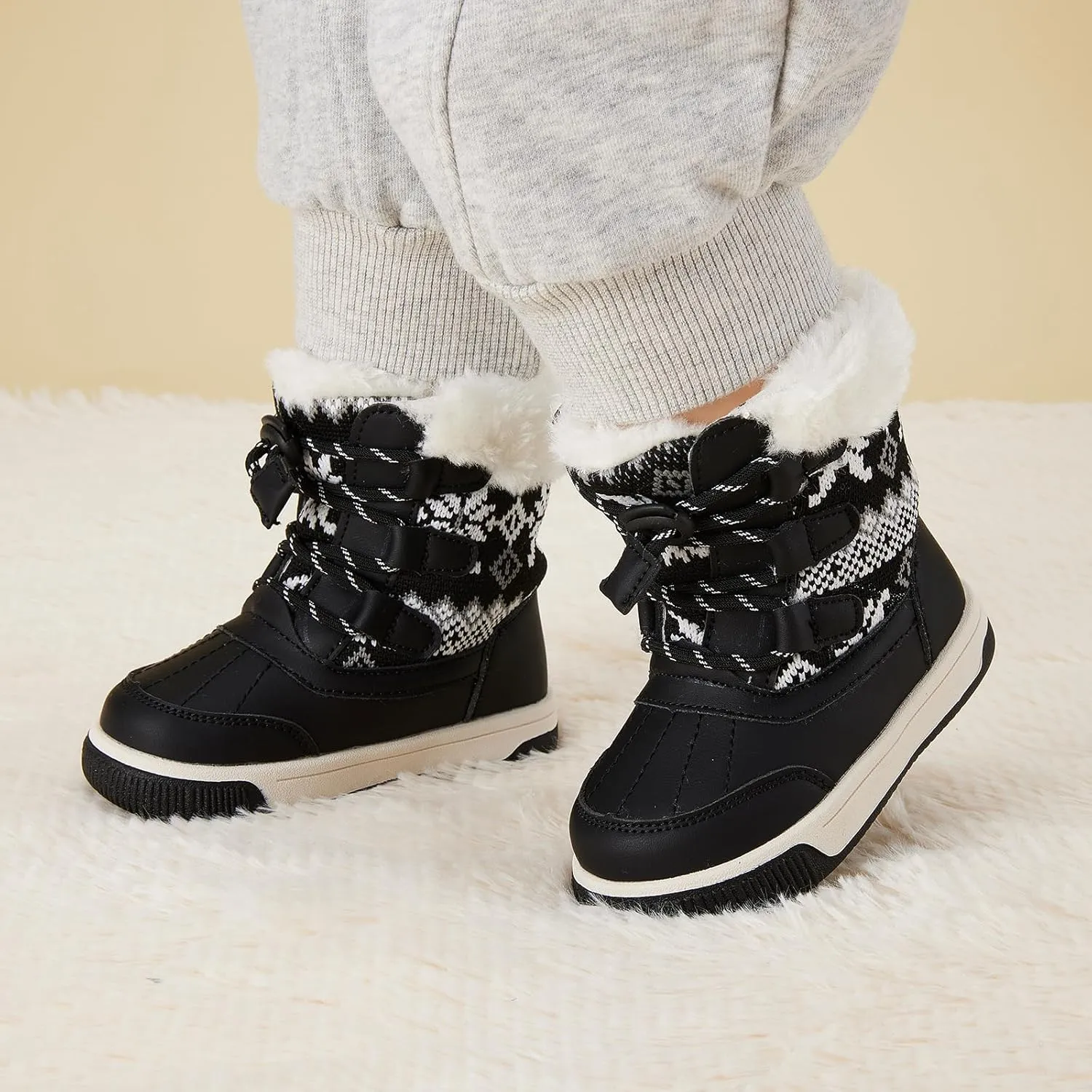 BMCiTYBM Toddler Boy Girl Snow Boots Waterproof Winter Warm Shoes Baby High Top Nonslip Lightweight Outdoor Sneakers for Cold Weather (Infant/Toddler)