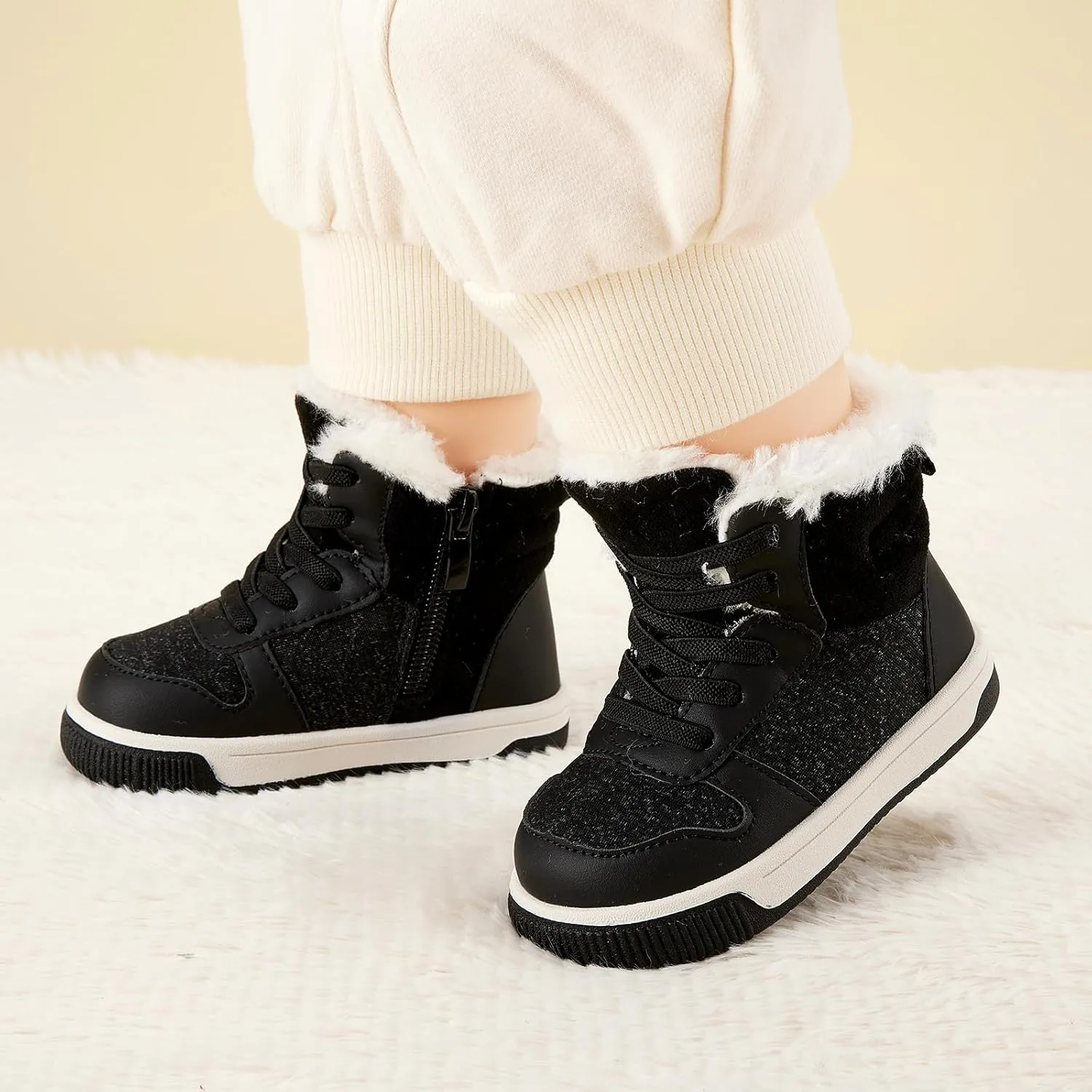 BMCiTYBM Toddler Boy Girl Snow Boots Waterproof Winter Warm Shoes Baby High Top Nonslip Lightweight Outdoor Sneakers for Cold Weather (Infant/Toddler)