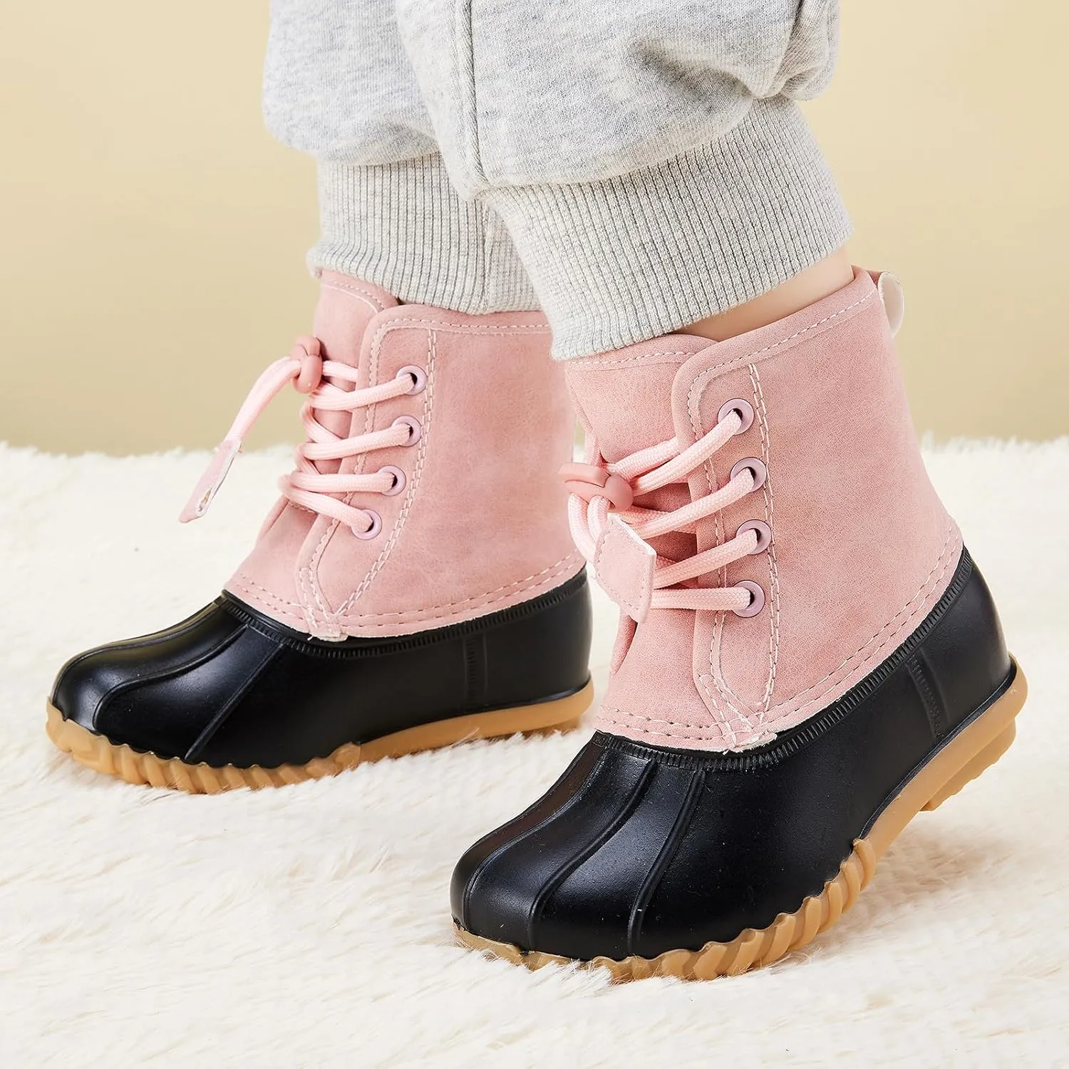 BMCiTYBM Toddler Winter Boots Waterproof Duck Snow Boots Boys Girls High Top Outdoor Warm Shoes for Cold Weather (Toddler/Little Kids)