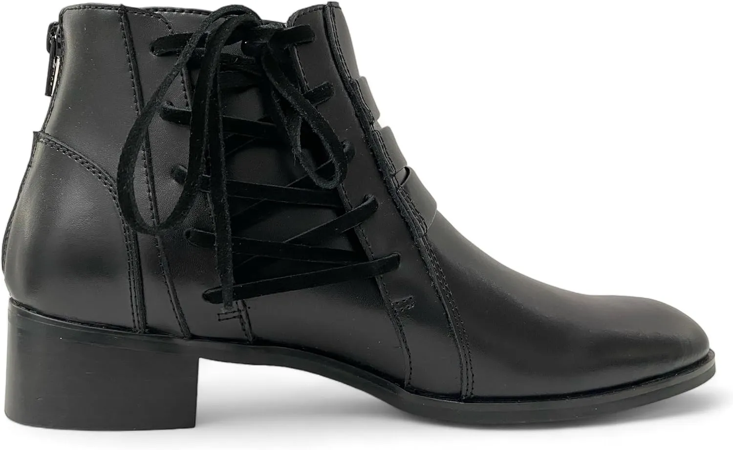 Boots for Women, Leather Ankle Shoes, Ladies Lace Up Booties, Comfortable Low Heel ,Short Fashion Comfy With Arch & 3.5inch Height , Black/Brown Women's Dress Ankle Boots With Round Toe with 10 to 10.5 inches width.
