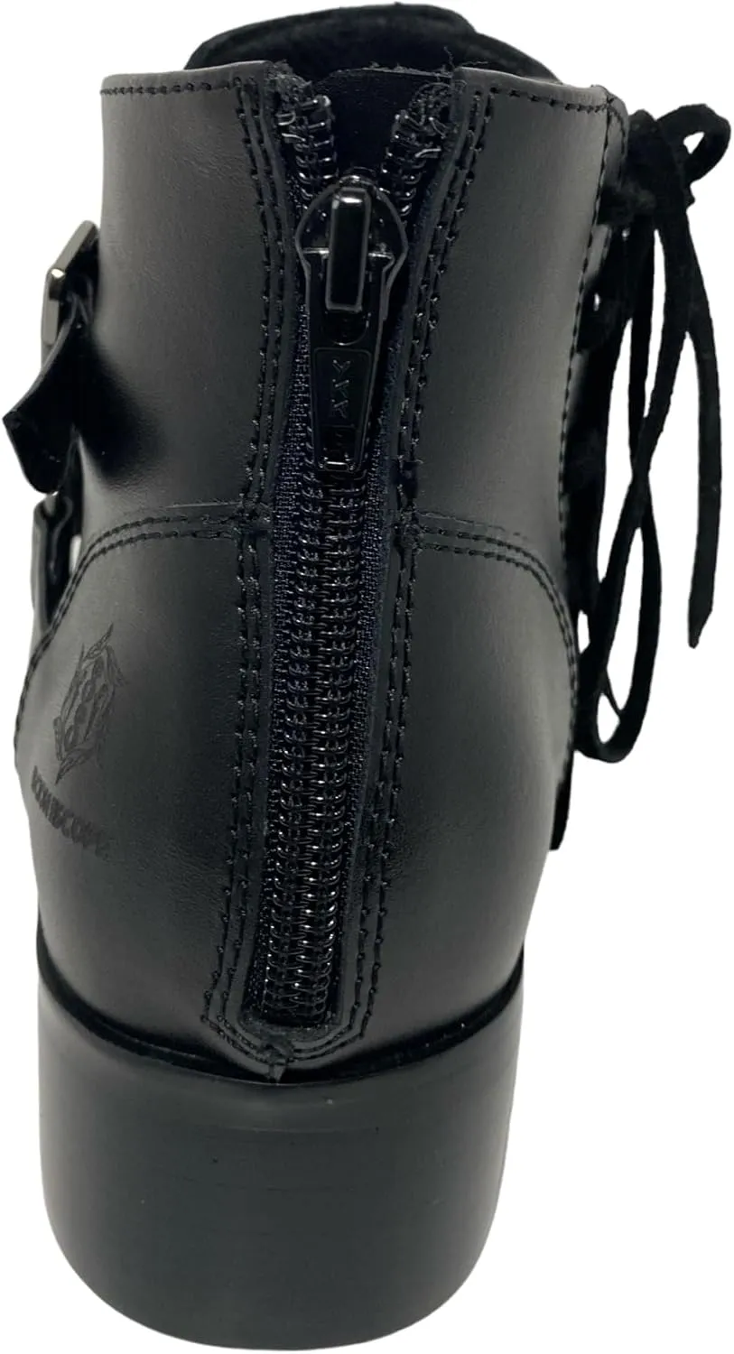 Boots for Women, Leather Ankle Shoes, Ladies Lace Up Booties, Comfortable Low Heel ,Short Fashion Comfy With Arch & 3.5inch Height , Black/Brown Women's Dress Ankle Boots With Round Toe with 10 to 10.5 inches width.