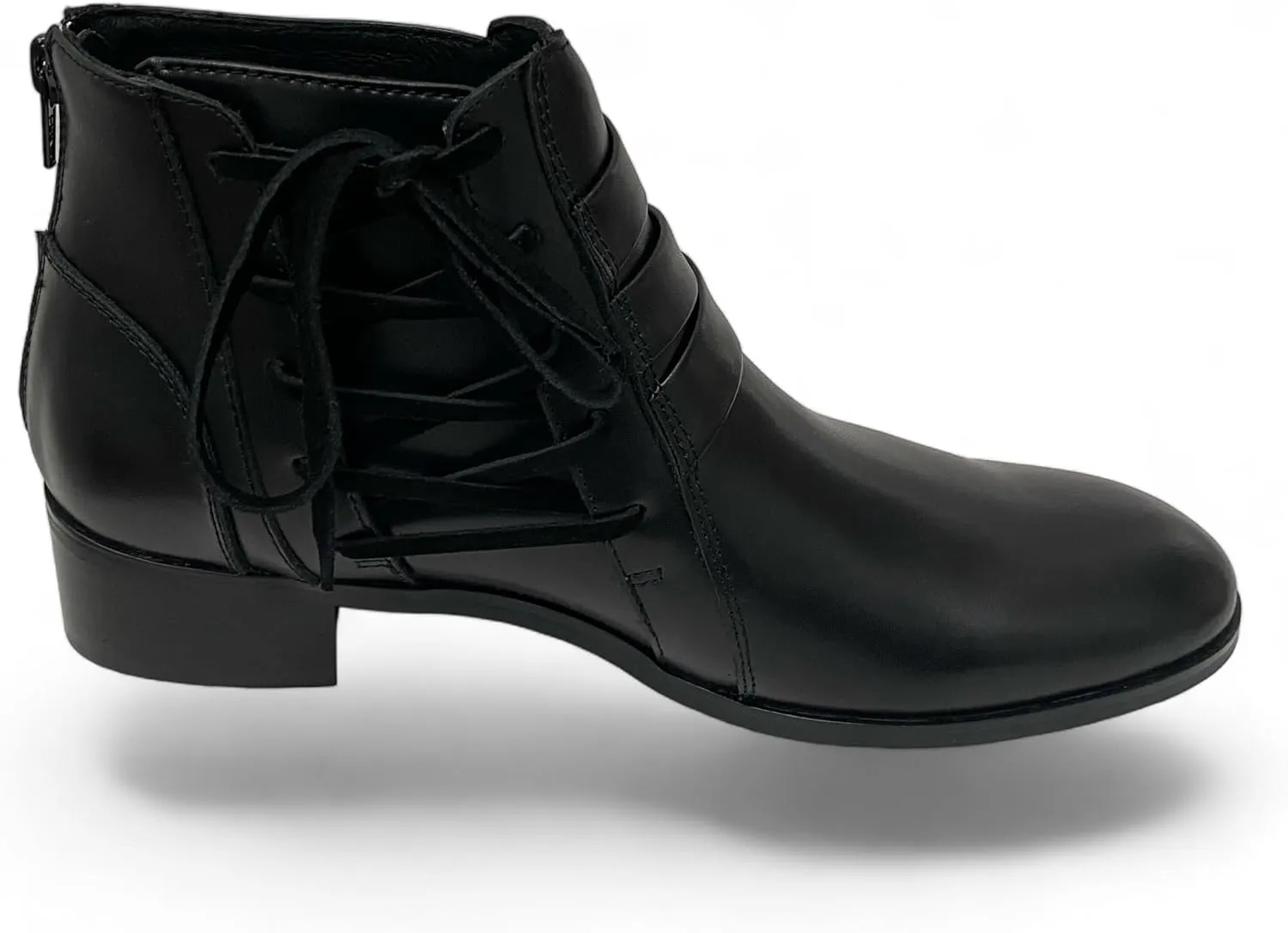 Boots for Women, Leather Ankle Shoes, Ladies Lace Up Booties, Comfortable Low Heel ,Short Fashion Comfy With Arch & 3.5inch Height , Black/Brown Women's Dress Ankle Boots With Round Toe with 10 to 10.5 inches width.