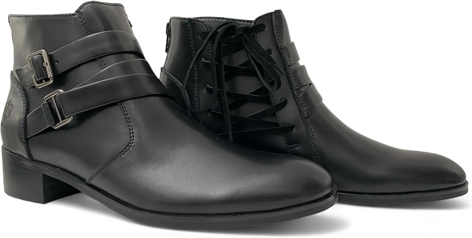 Boots for Women, Leather Ankle Shoes, Ladies Lace Up Booties, Comfortable Low Heel ,Short Fashion Comfy With Arch & 3.5inch Height , Black/Brown Women's Dress Ankle Boots With Round Toe with 10 to 10.5 inches width.