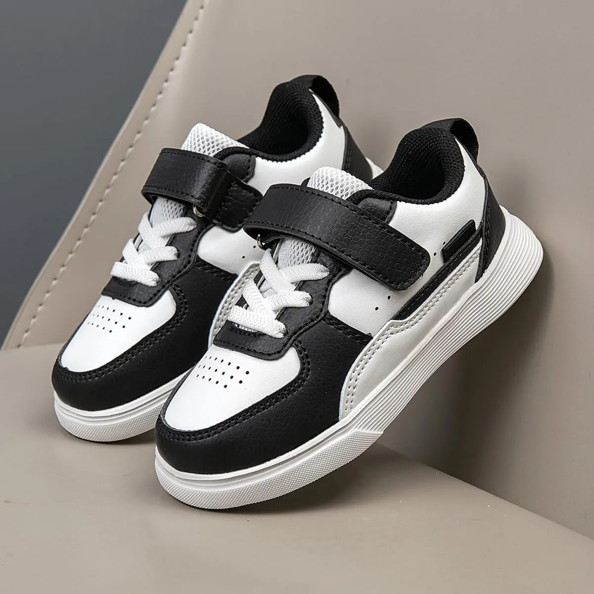 Boys and Girls Board Shoes Adjustable Hook and Loop Classic Low Top Kids Sneakers