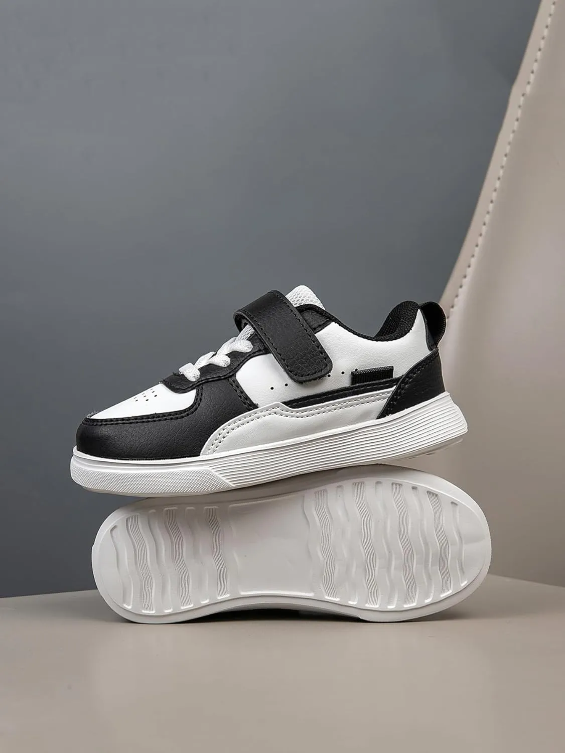 Boys and Girls Board Shoes Adjustable Hook and Loop Classic Low Top Kids Sneakers