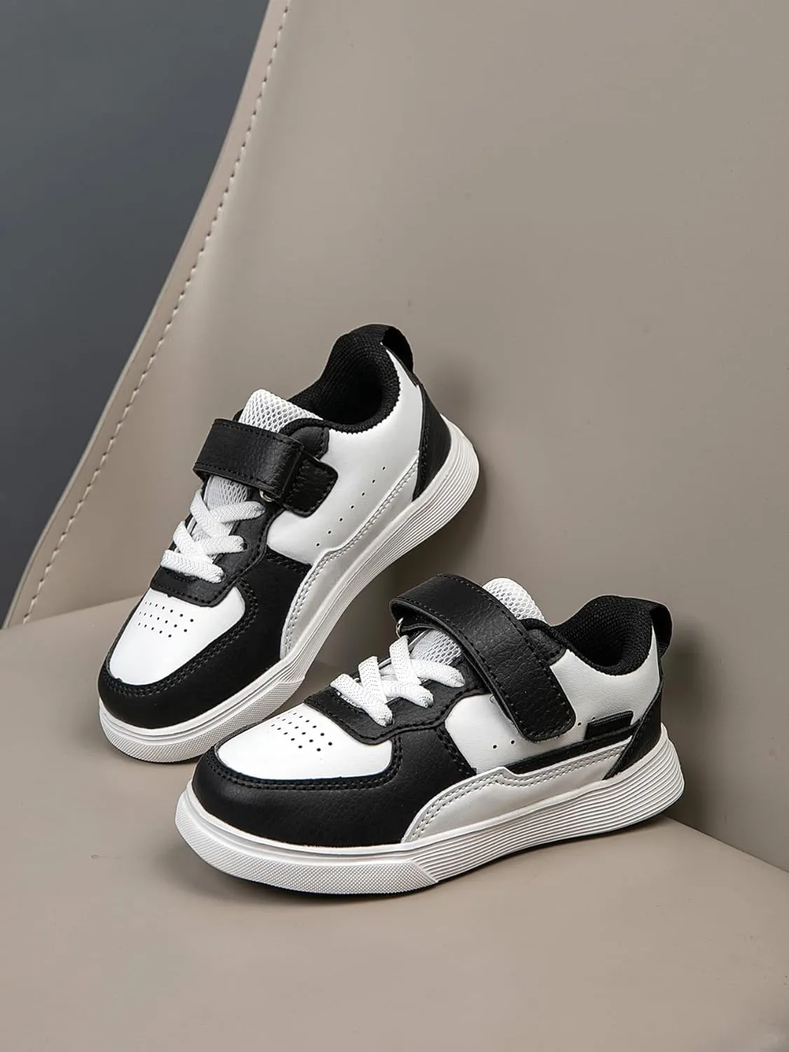 Boys and Girls Board Shoes Adjustable Hook and Loop Classic Low Top Kids Sneakers