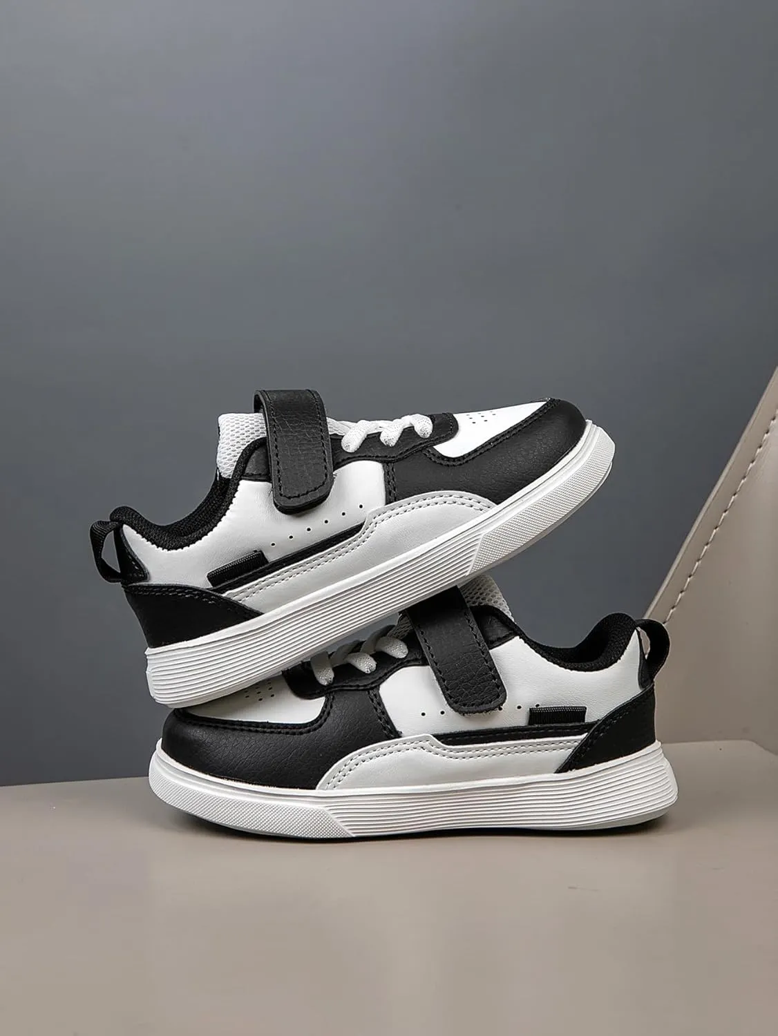 Boys and Girls Board Shoes Adjustable Hook and Loop Classic Low Top Kids Sneakers
