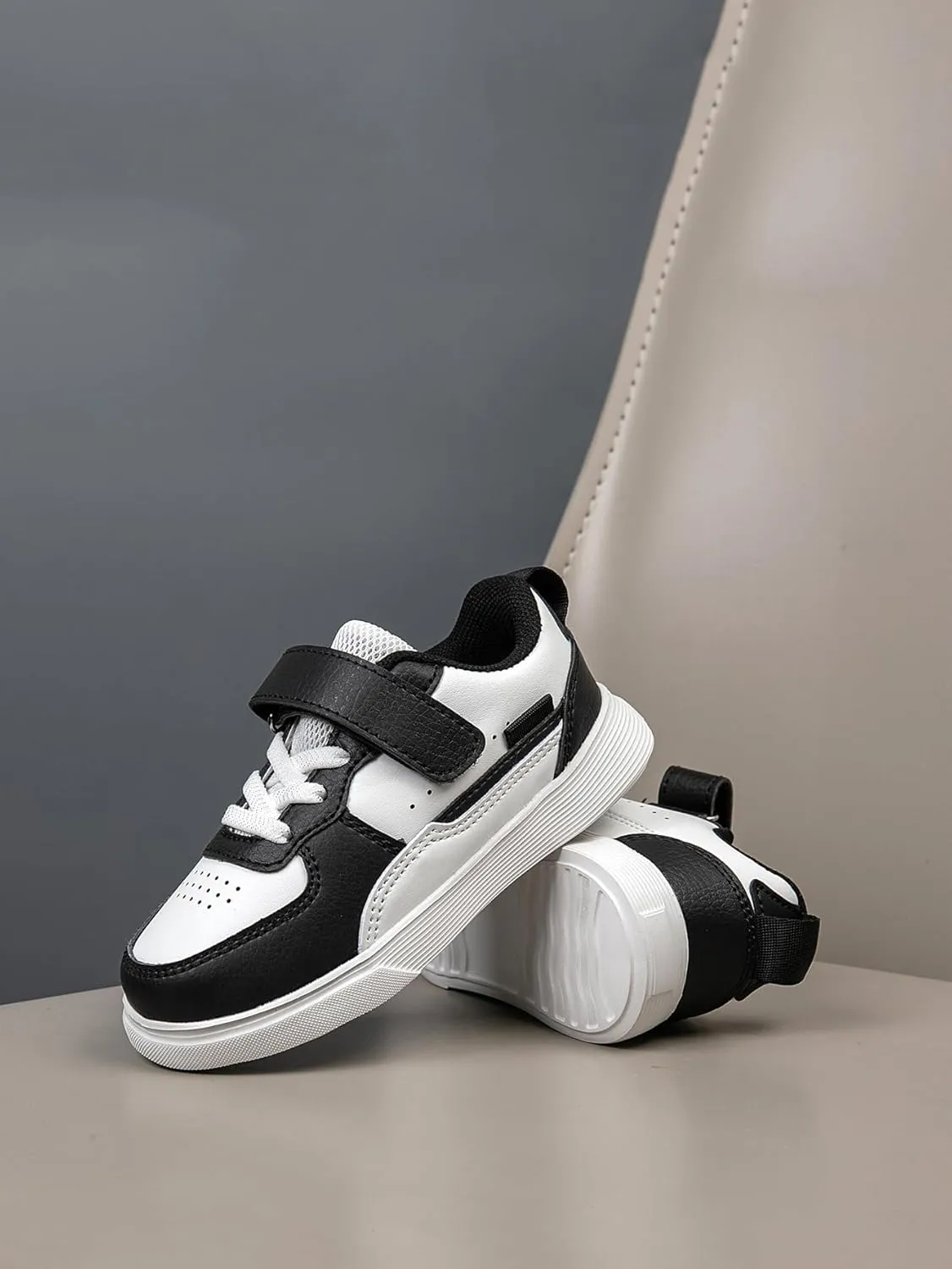 Boys and Girls Board Shoes Adjustable Hook and Loop Classic Low Top Kids Sneakers