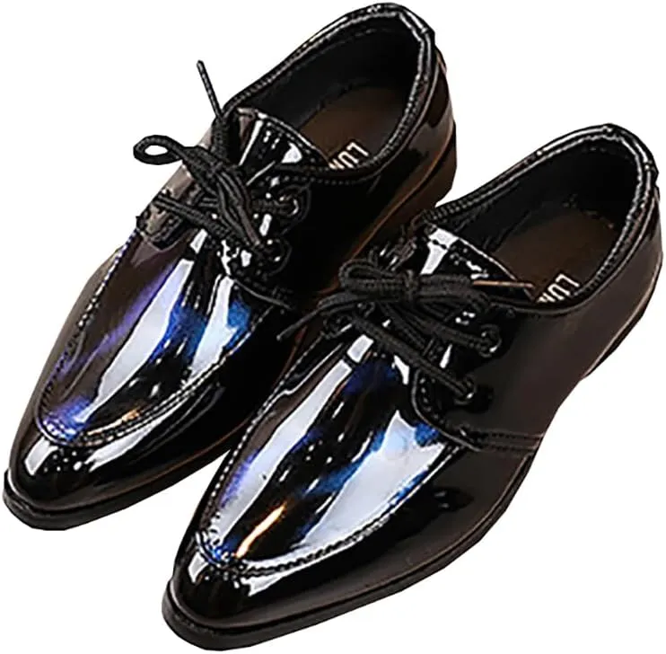 Boys Classic PU Leather Lace-Up School Uniform Oxfords Casual Dress Shoes Loafers Flats