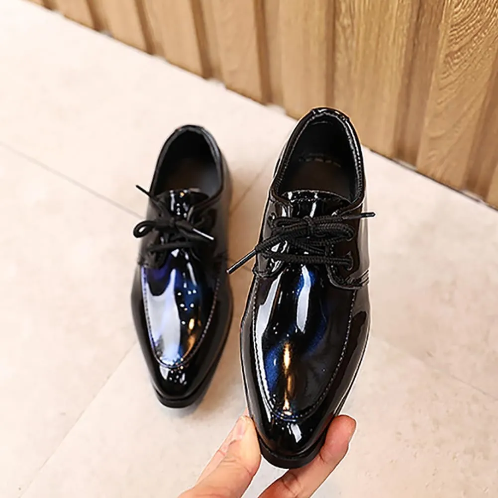 Boys Classic PU Leather Lace-Up School Uniform Oxfords Casual Dress Shoes Loafers Flats