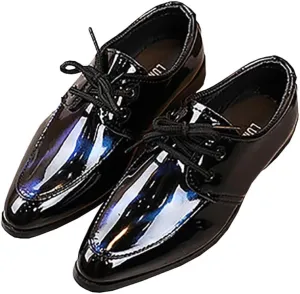 Boys Classic PU Leather Lace-Up School Uniform Oxfords Casual Dress Shoes Loafers Flats