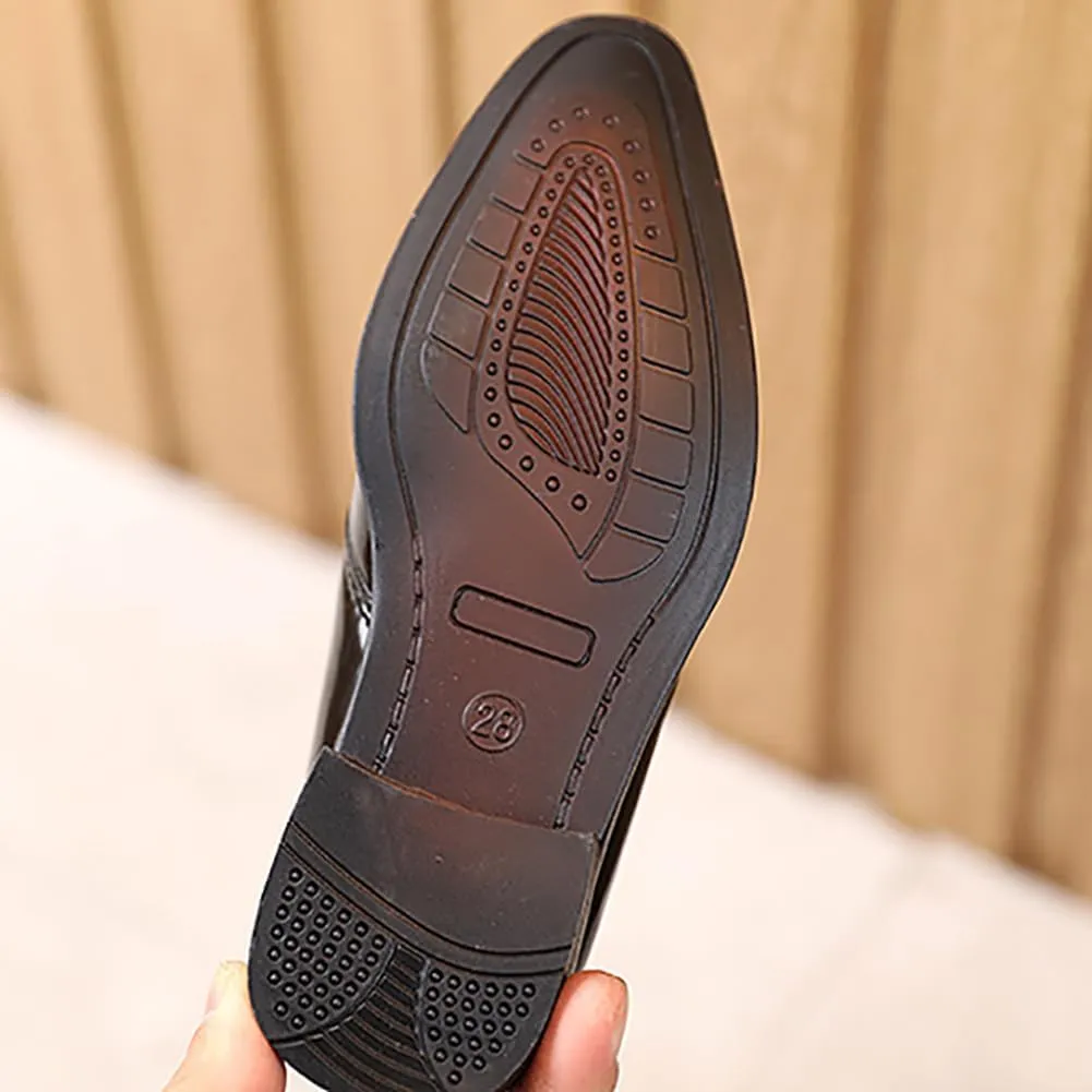 Boys Classic PU Leather Lace-Up School Uniform Oxfords Casual Dress Shoes Loafers Flats