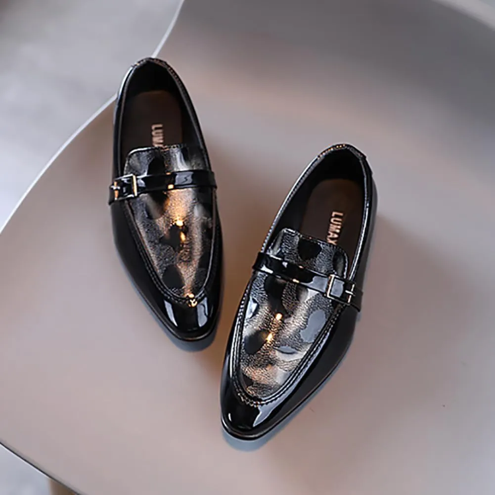 Boys Classic PU Leather Lace-Up School Uniform Oxfords Casual Dress Shoes Loafers Flats