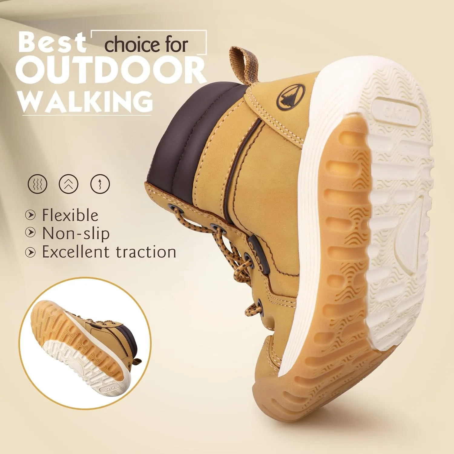 Boys Snow Fashion Boots Winter Waterproof Slip Resistant Fur Lined Outdoor Ankle Walking Sports Shoes (Toddler/Little Kid/Big Kid)