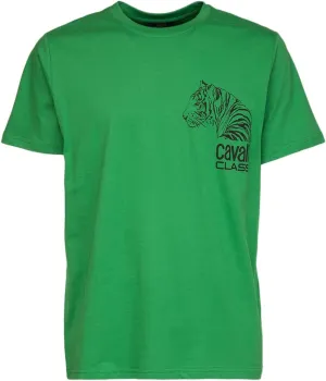 Brilliant Green Tiger Head Chest Motif Fashion T-Shirt-L for Mens, Large