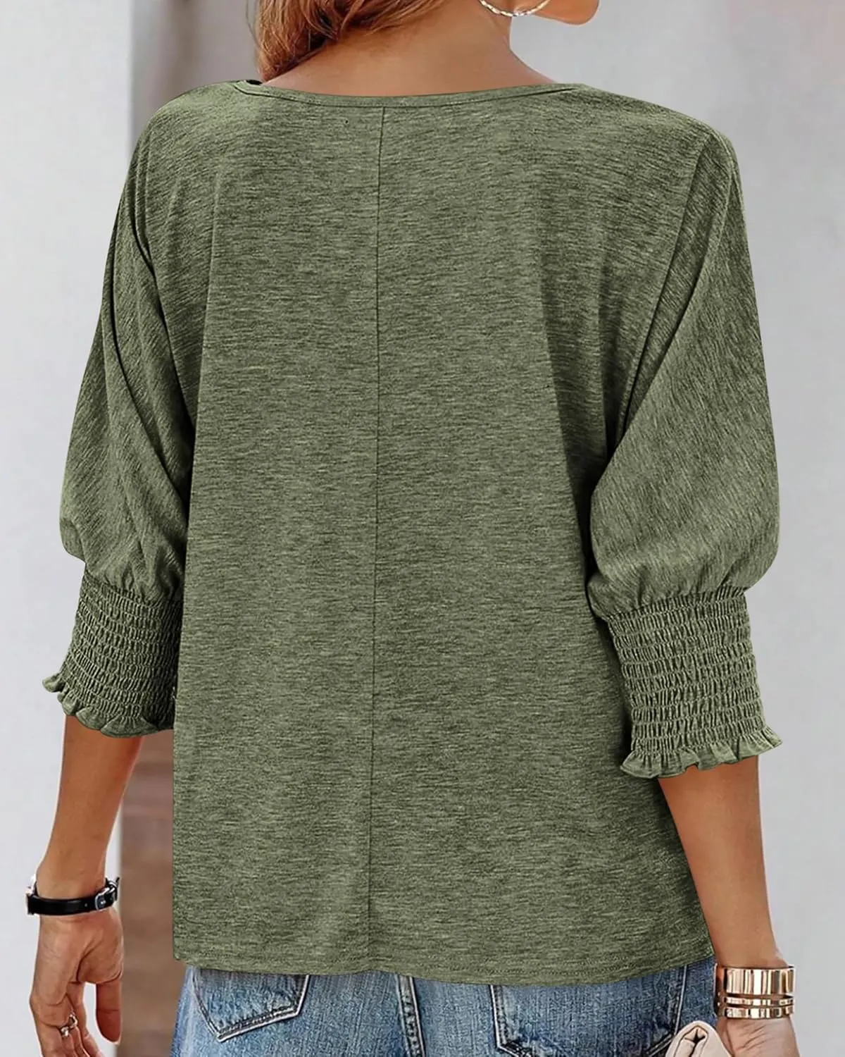 BTFBM Womens Casual 3/4 Sleeve Tops Dressy Spring Summer T Shirts 2025 Crewneck Loose Tunic Vacation Blouses