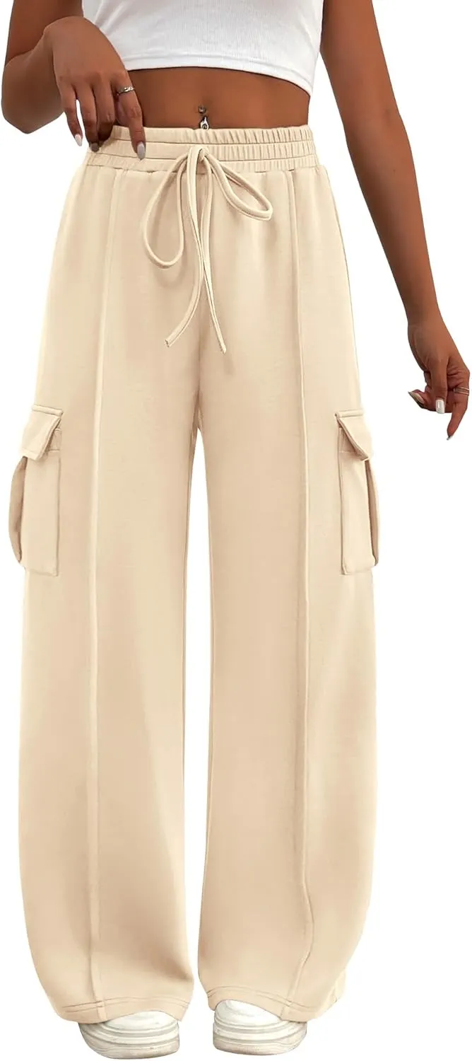BTFBM Women's Running Sweatpants Fall Baggy Wide Leg Lounge Pants Casual Workout Joggers Pants with Pockets