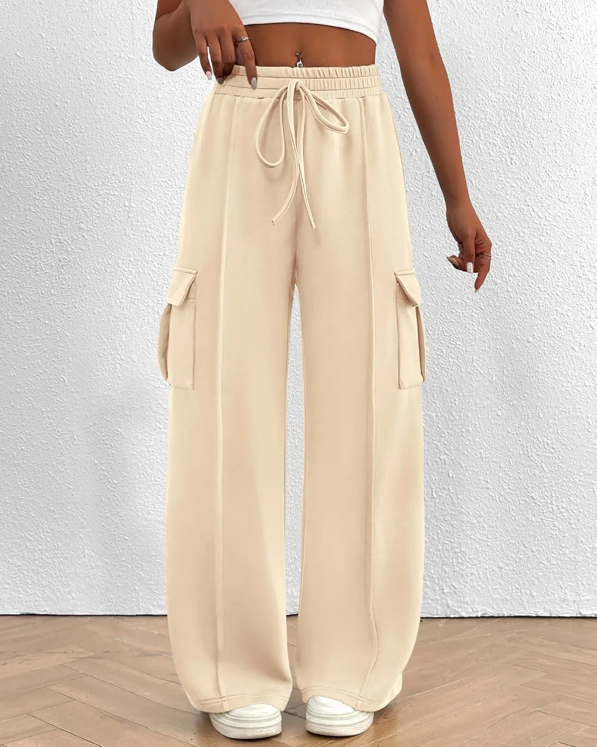 BTFBM Women's Running Sweatpants Fall Baggy Wide Leg Lounge Pants Casual Workout Joggers Pants with Pockets