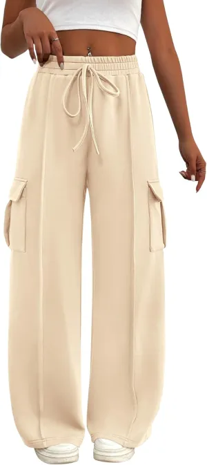 BTFBM Women's Running Sweatpants Fall Baggy Wide Leg Lounge Pants Casual Workout Joggers Pants with Pockets