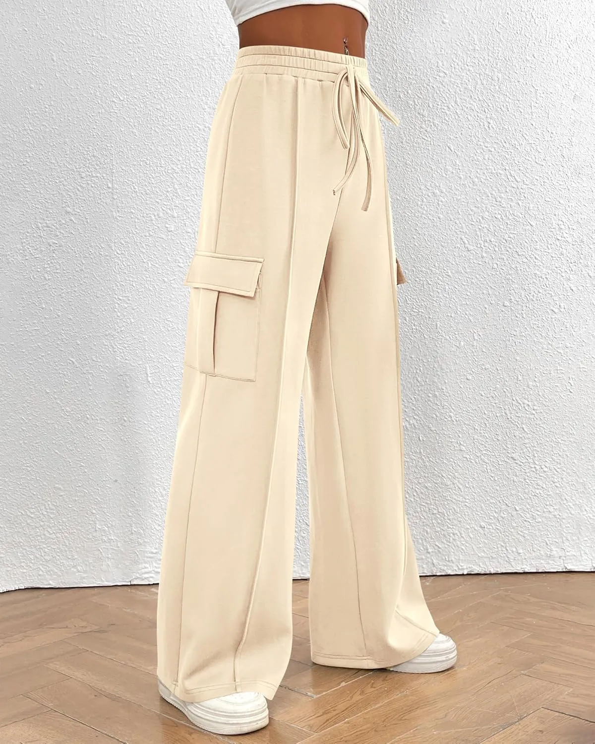 BTFBM Women's Running Sweatpants Fall Baggy Wide Leg Lounge Pants Casual Workout Joggers Pants with Pockets