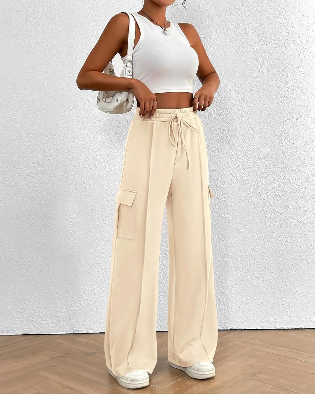 BTFBM Women's Running Sweatpants Fall Baggy Wide Leg Lounge Pants Casual Workout Joggers Pants with Pockets