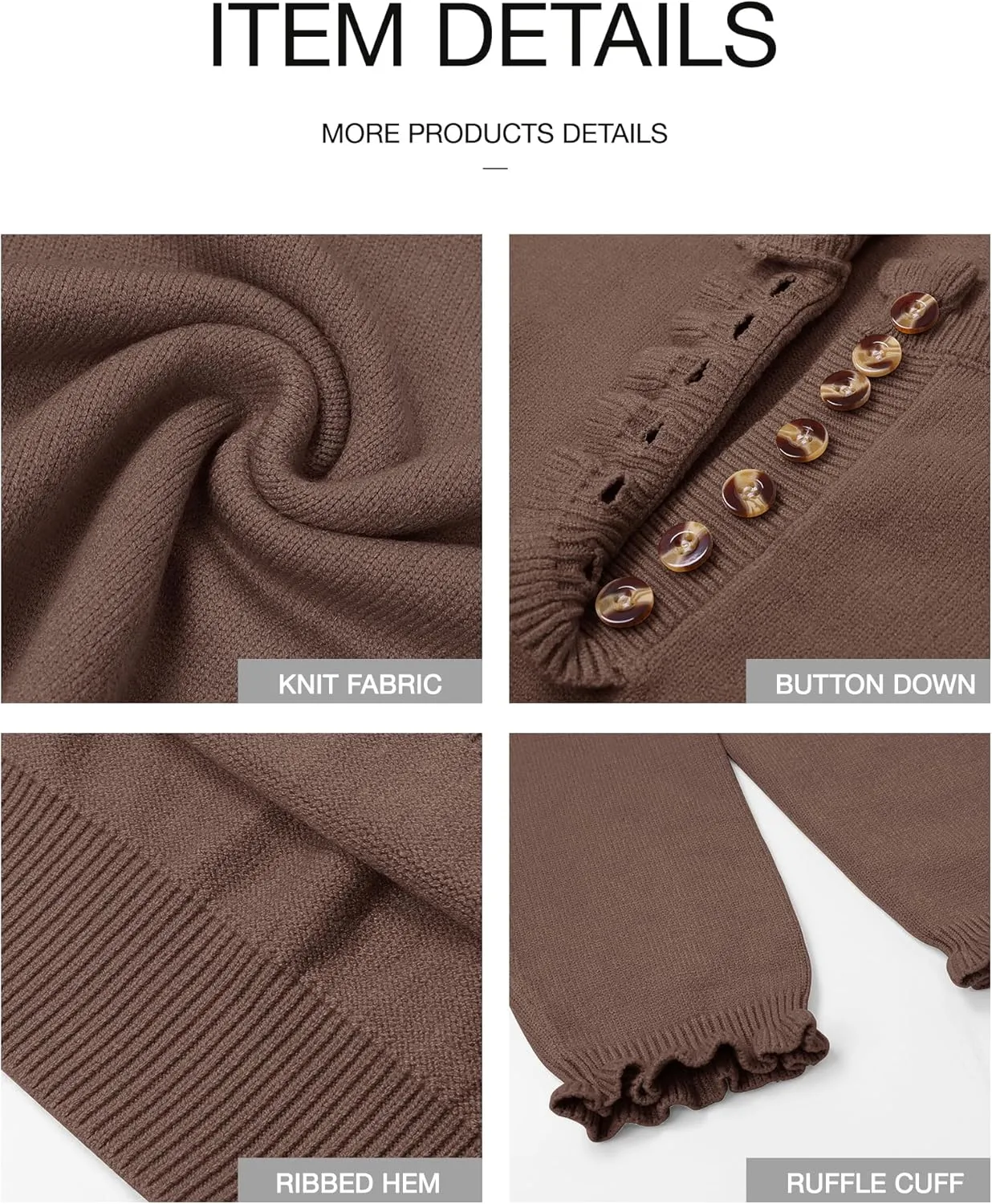 BTFBM Womens Sweaters Fall Winter Clothes 2025 Long Sleeve Button Down Ruffle Crew Neck Casual Knitted Pullover Tops