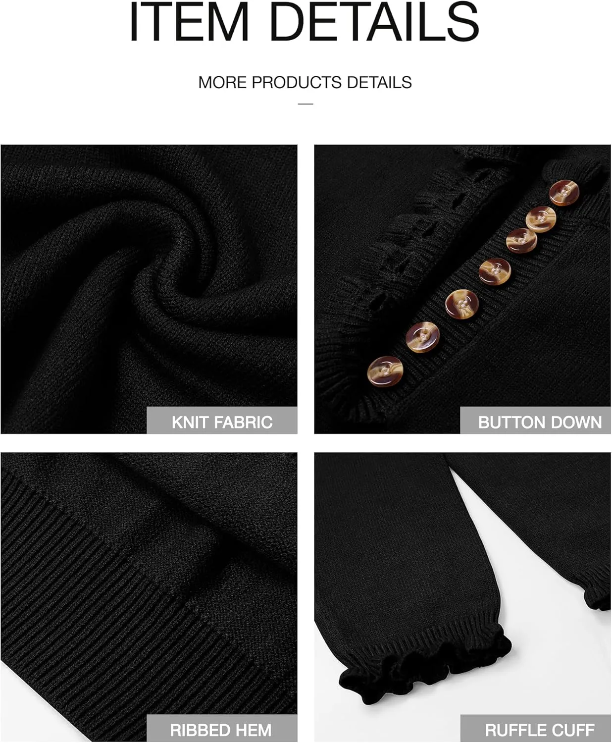 BTFBM Womens Sweaters Fall Winter Clothes 2025 Long Sleeve Button Down Ruffle Crew Neck Casual Knitted Pullover Tops