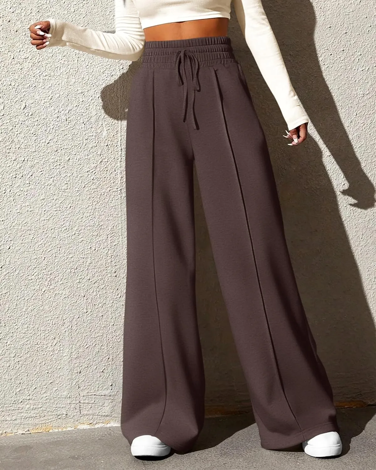 BTFBM Womens Wide Leg Sweatpants Casual Loose Solid Color Pants Comfy Lounge Joggers Baggy Sweatpants Pockets