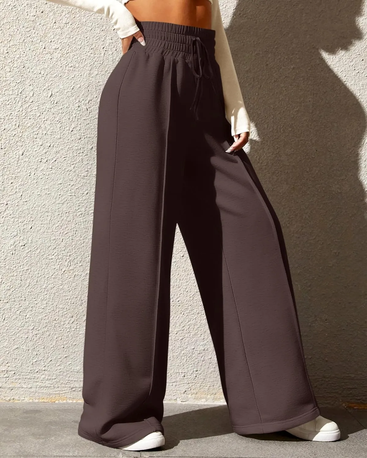 BTFBM Womens Wide Leg Sweatpants Casual Loose Solid Color Pants Comfy Lounge Joggers Baggy Sweatpants Pockets