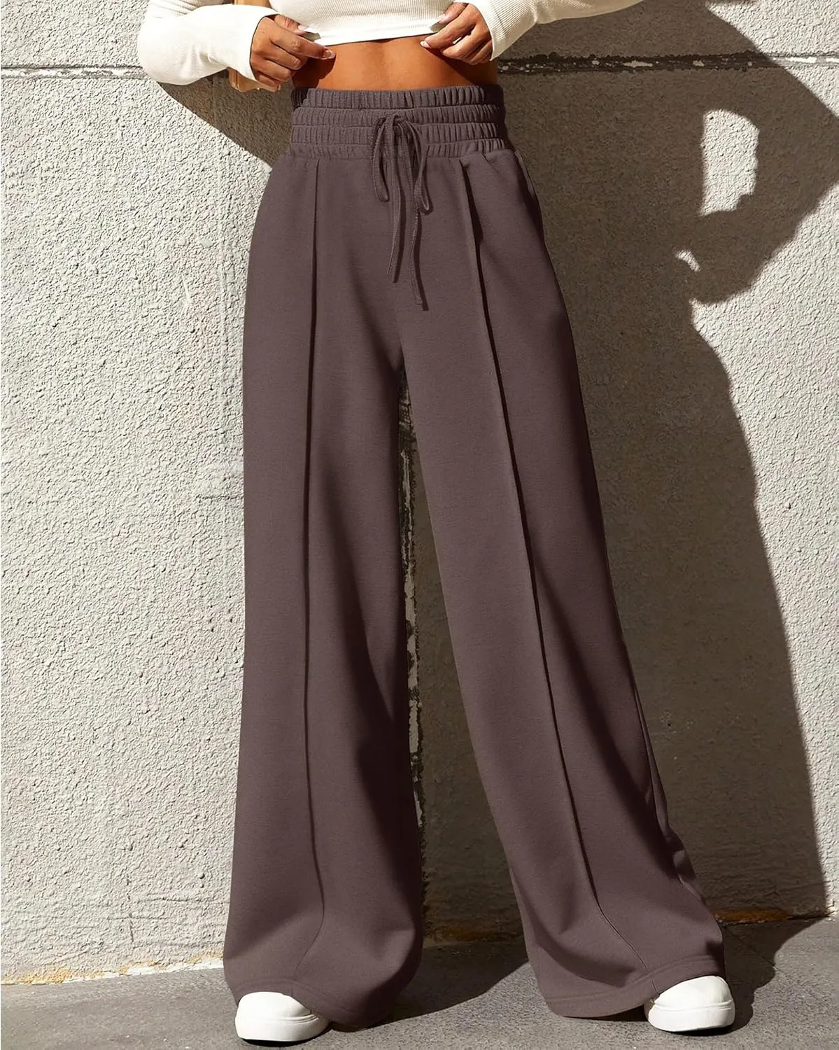 BTFBM Womens Wide Leg Sweatpants Casual Loose Solid Color Pants Comfy Lounge Joggers Baggy Sweatpants Pockets