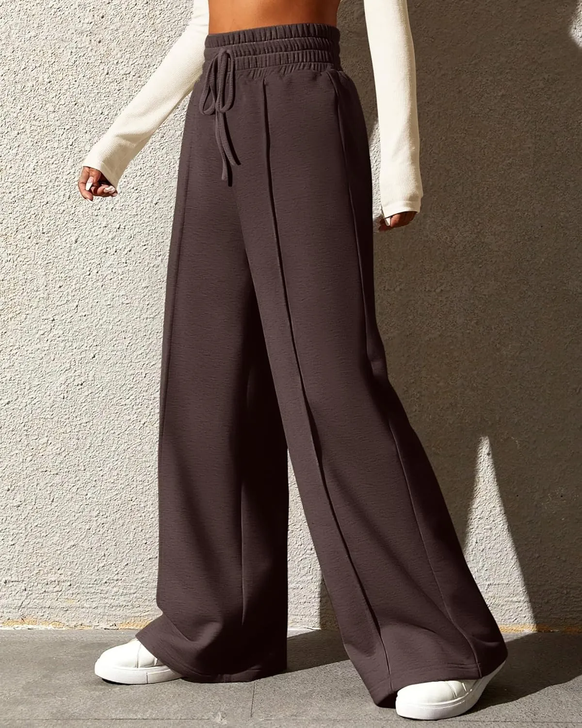 BTFBM Womens Wide Leg Sweatpants Casual Loose Solid Color Pants Comfy Lounge Joggers Baggy Sweatpants Pockets