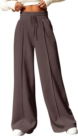 BTFBM Womens Wide Leg Sweatpants Casual Loose Solid Color Pants Comfy Lounge Joggers Baggy Sweatpants Pockets
