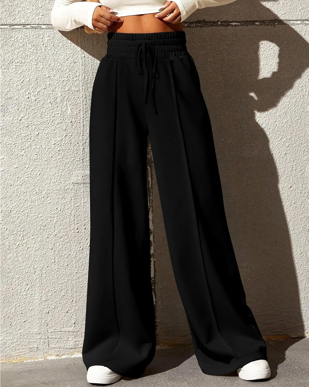 BTFBM Womens Wide Leg Sweatpants Casual Loose Solid Color Pants Comfy Lounge Joggers Baggy Sweatpants Pockets