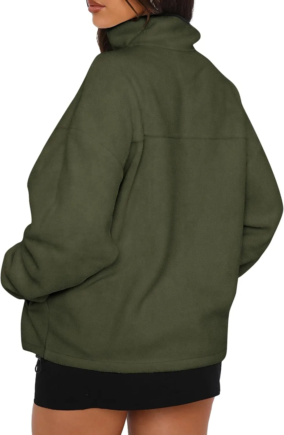 BTFBM Women's Zip Up Fleece Jackets Stand Collar 2024 Fall Winter Outerwear Casual Fuzzy Coats with Pockets