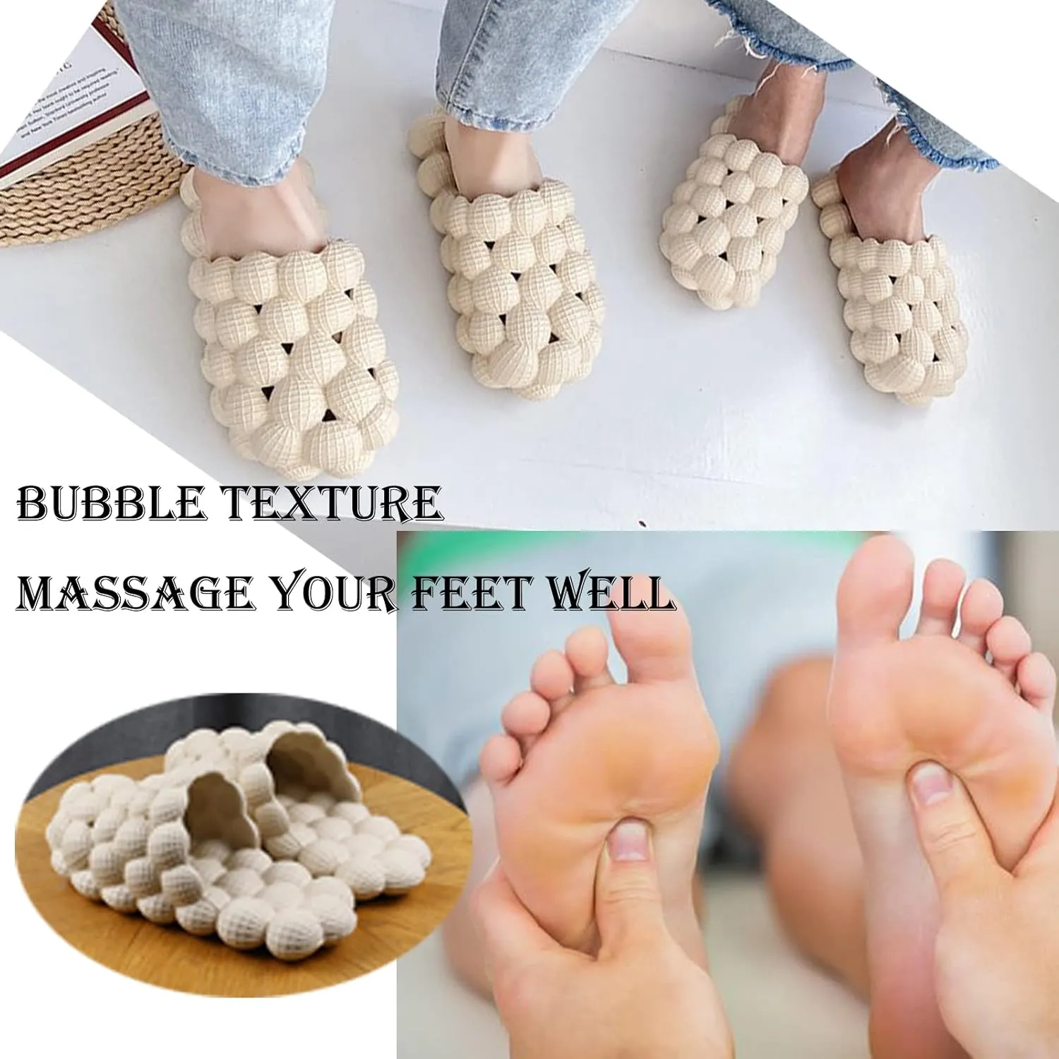Bubble Slippers for Women Men, Funny Massage Golf Ball Slides, Cloud Cushion Thick Sole Spa, Non-slip Stress Relief Reflexology Sandals, Shower Bedroom
