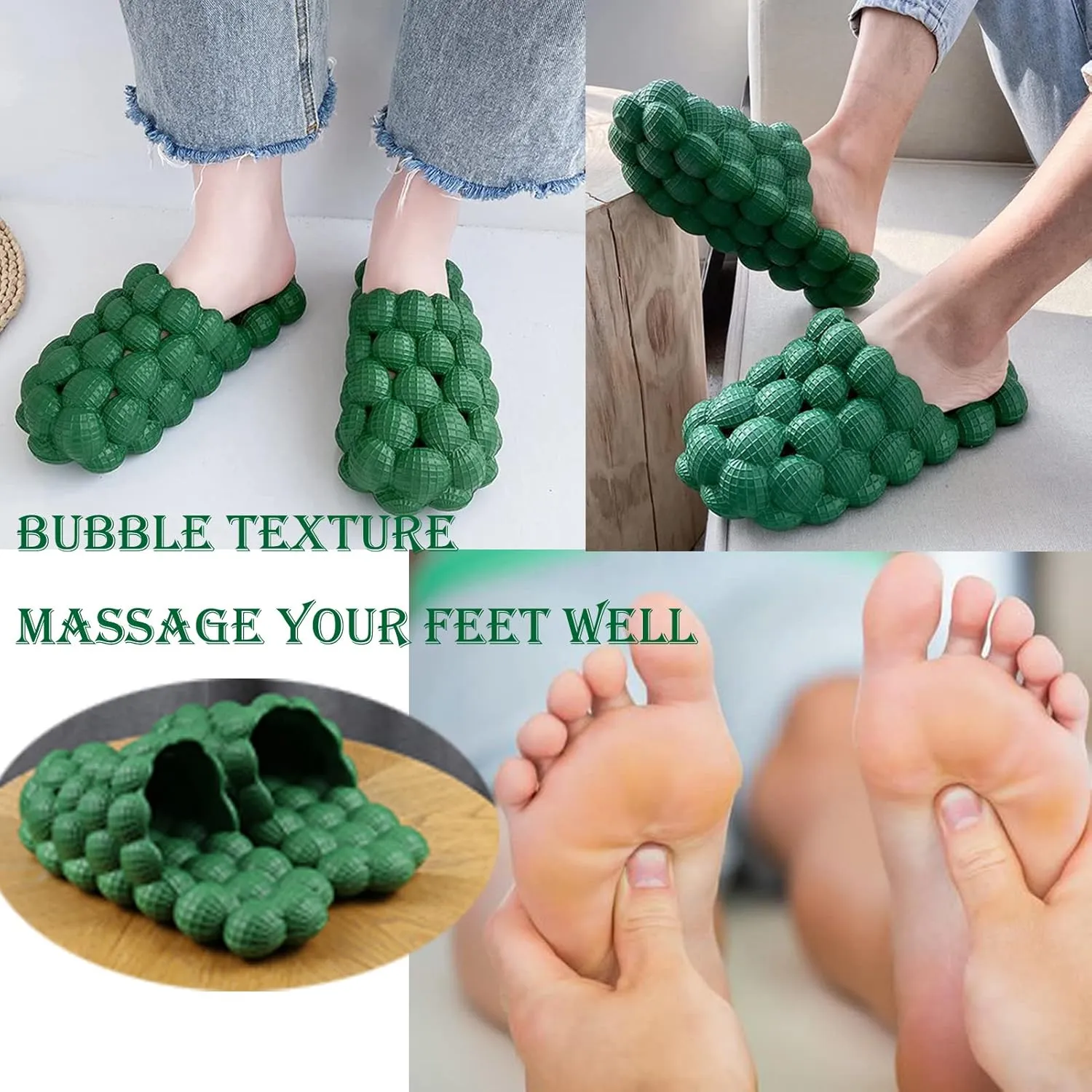 Bubble Slippers for Women Men, Funny Massage Golf Ball Slides, Cloud Cushion Thick Sole Spa, Non-slip Stress Relief Reflexology Sandals, Shower Bedroom