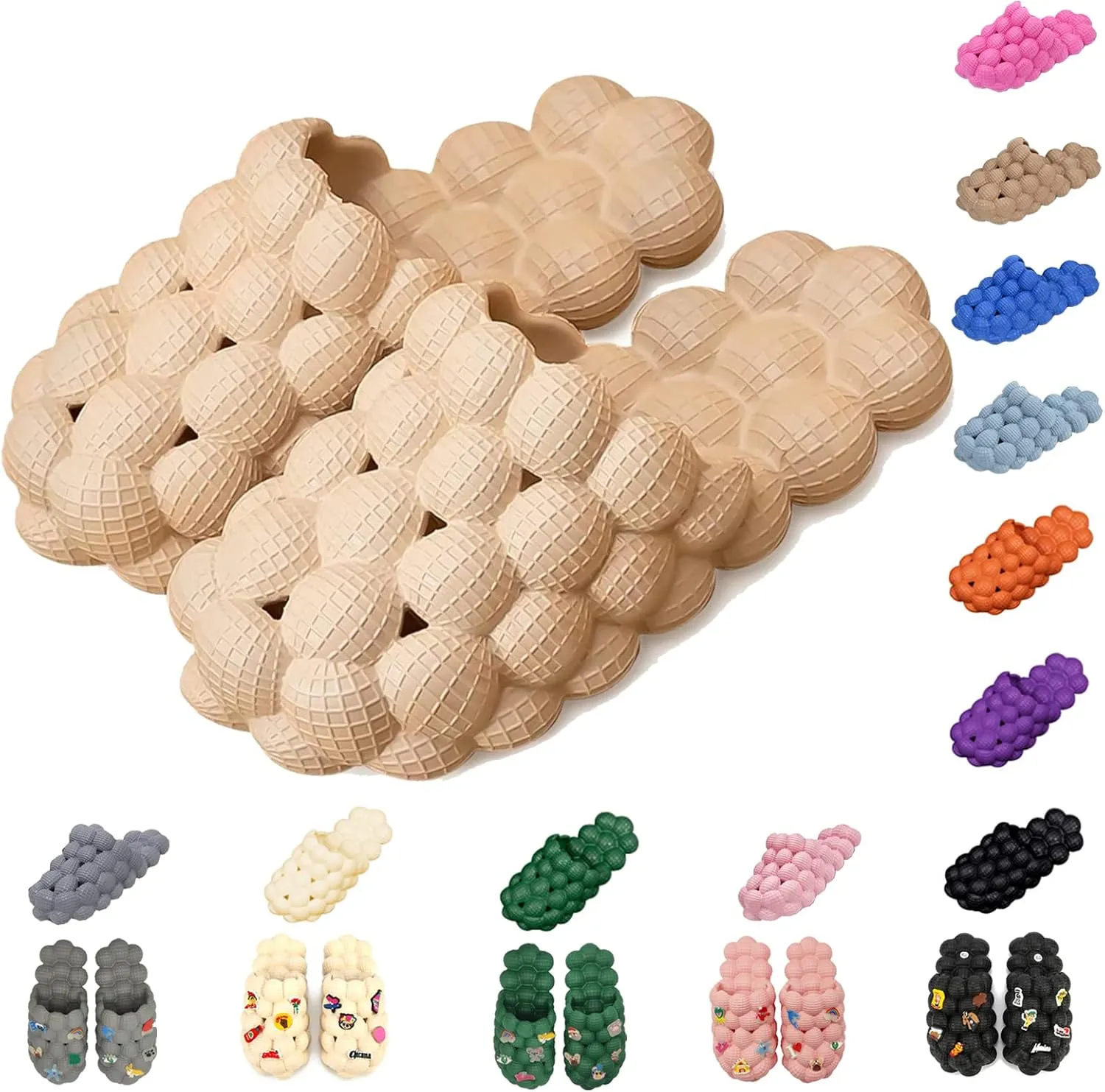 Bubble Slippers for Women Men, Funny Massage Golf Ball Slides, Cloud Cushion Thick Sole Spa, Non-slip Stress Relief Reflexology Sandals, Shower Bedroom