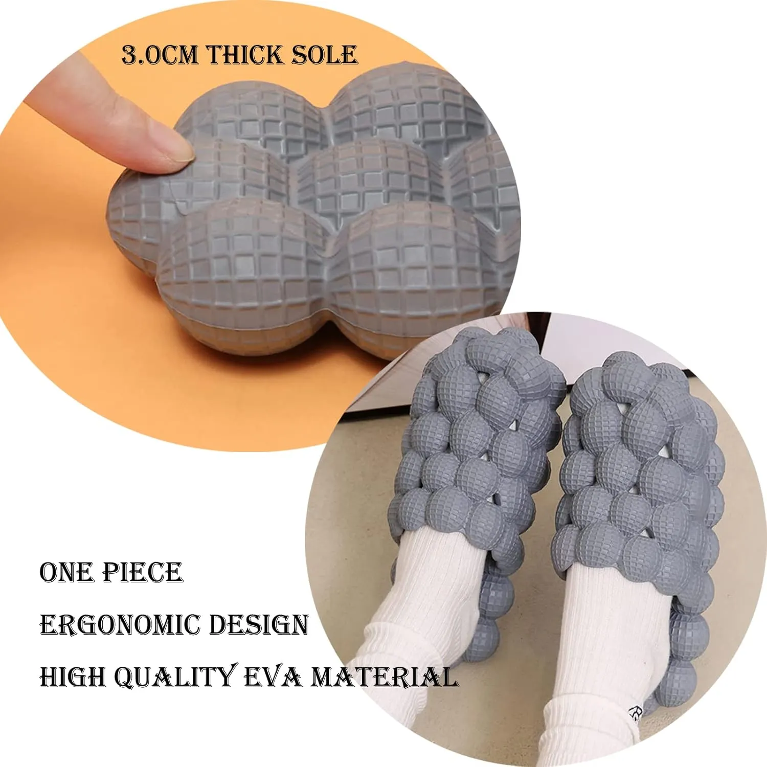 Bubble Slippers for Women Men, Funny Massage Golf Ball Slides, Cloud Cushion Thick Sole Spa, Non-slip Stress Relief Reflexology Sandals, Shower Bedroom