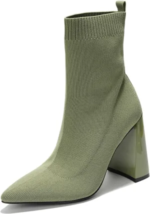 Cape Robbin Pointed Toe Booties for Women with Heels - Dressy Sock Boots and Heeled Ankle Boots, Chic Pointy Toe Booties for Women (Faina.A)
