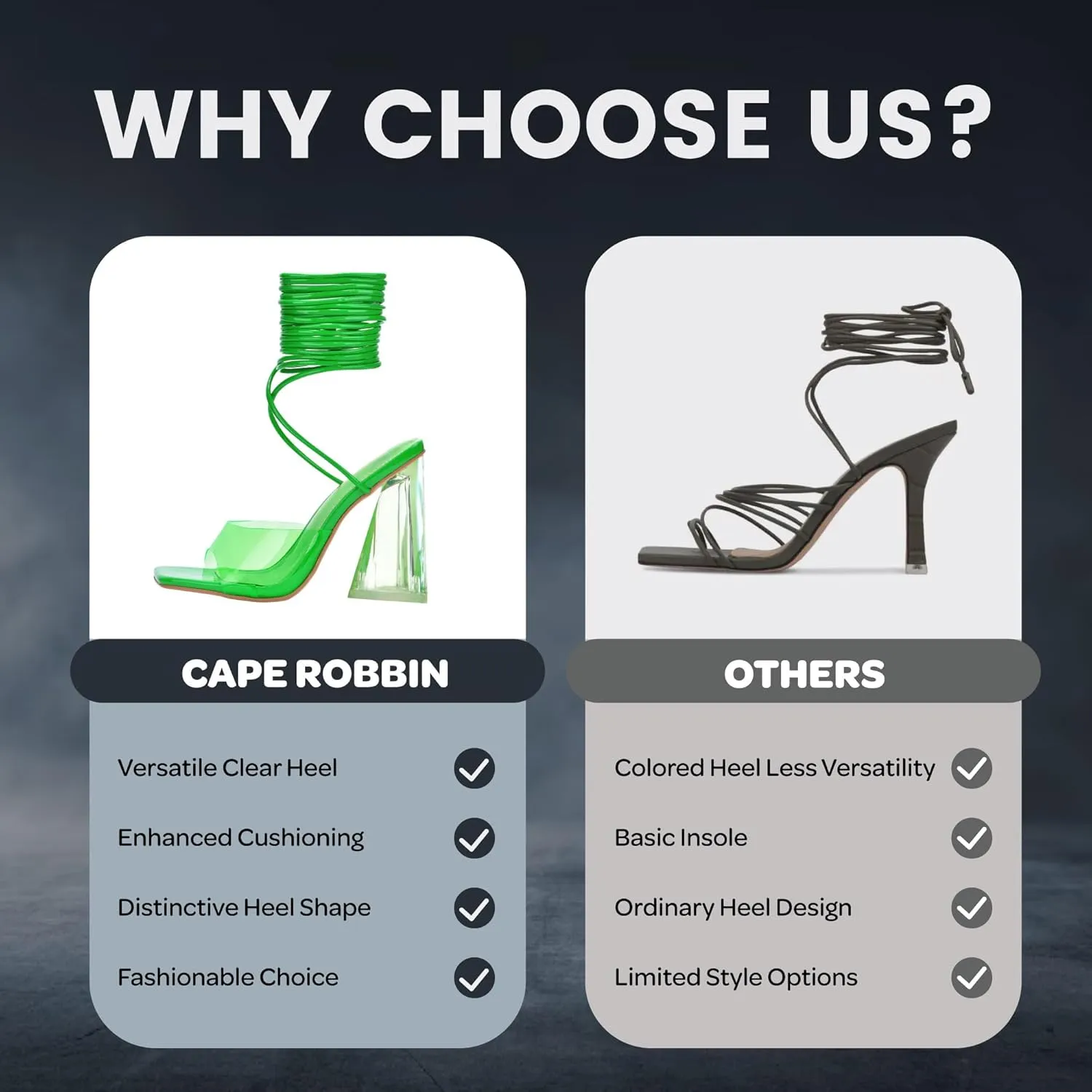 Cape Robbin Women's Lace-Up Strappy Heeled Sandals - Square Open Toe High Heels for Party, Wedding, Dress Shoes - Elegant Transparent Design (Swag)