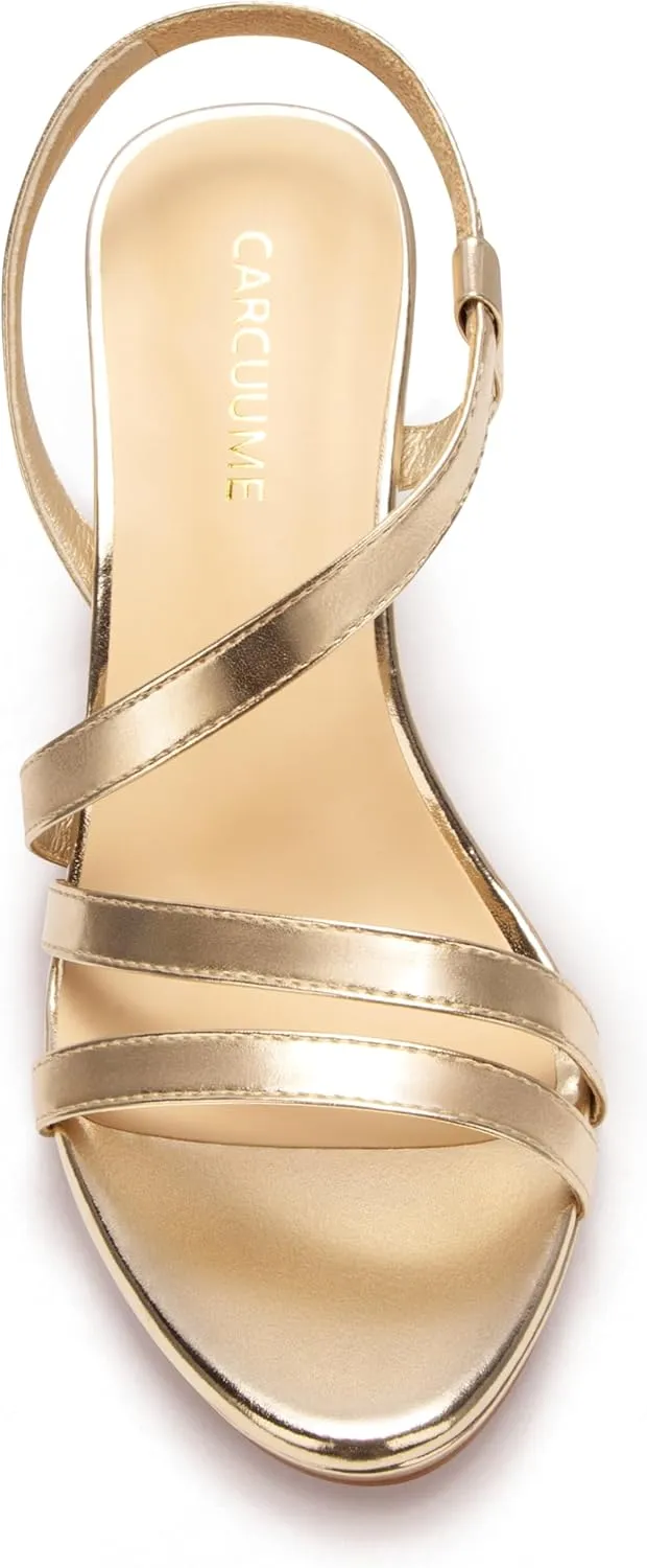 Carcuume Women's Strappy Platform Heeled Sandal,NATRACY-DD