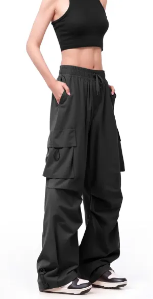 Cargo Pants Women Baggy High Waisted Parachute Pants with Pockets Wide Leg Y2K Casual Pants for Women