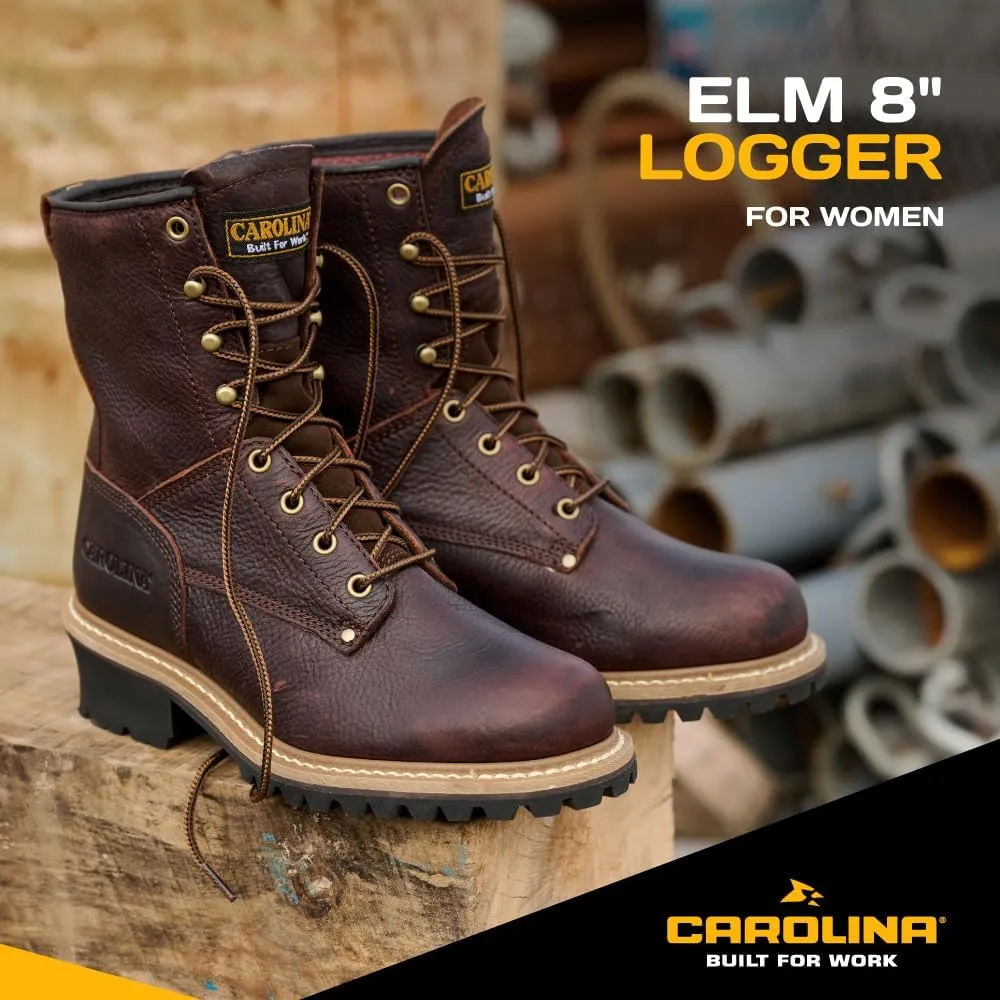 Carolina Elm 8” Logger Work Boots for Women - Rugged Leather Upper, Pillow Cushion Footbed, and Welted Oil- and Slip-Resistant Outsole, EH Rated