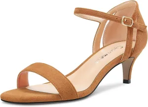 Castamere Women Mid Heel Open Toe Ankle Strap Sandals Wedding Prom 2.0 Inches Heels