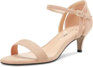 Castamere Women Mid Heel Open Toe Ankle Strap Sandals Wedding Prom 2.0 Inches Heels